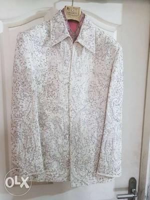 Gray And White Floral Sport Shirt
