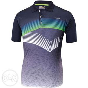 Men's Black, Green, And Blue Polo
