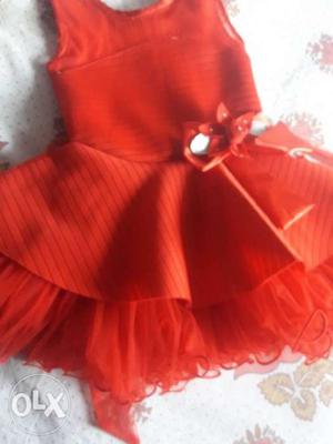 New blood rad color frock 3 year baby girl new