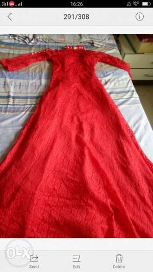 Only one time used designer m/s size red net gown