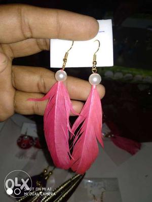 Pink And White Beaded earrings