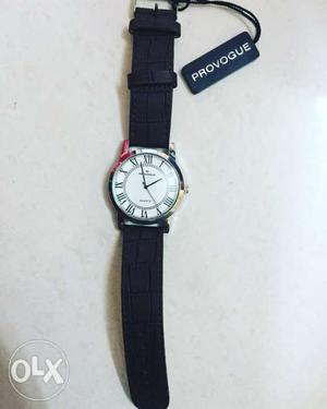 Provoge black leather watch