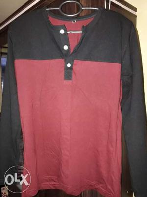 Red And Black Henley Shirt