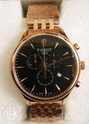 Rosegold chronograph watch for men