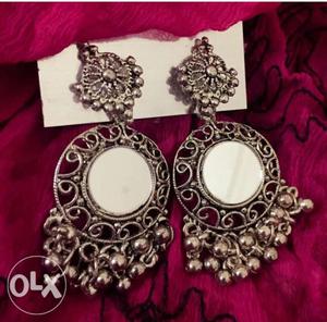 Silver-colored Cluster Drop Earrings