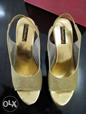 Wedding/Party wear golden wedge heels
