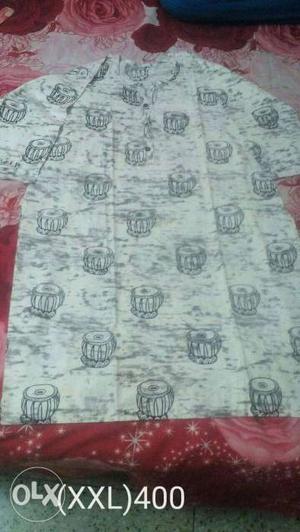 White And Gray Printed Textile