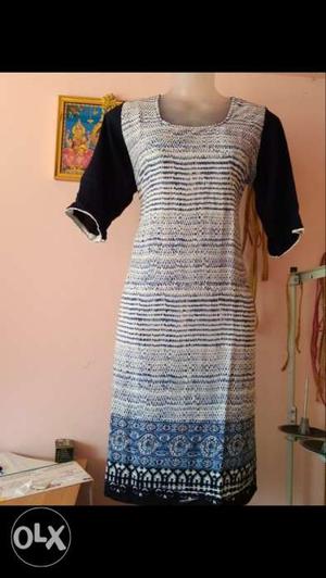 Women's White And Blue Stripe Dress