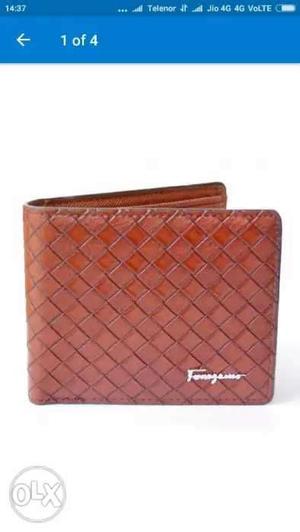 Woven Brown Salvatore Ferragamo Leather Bifold Wallet