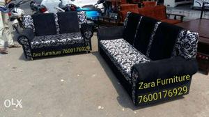 Black And White Floral Sofa Set