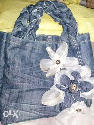 Blue And White Floral bag