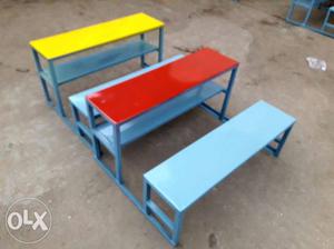 Blue, Red, And Yellow Wooden Nesting Table