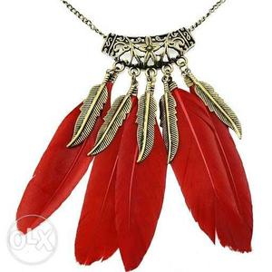Bohemian Long Real Feather Necklace | Price Rs