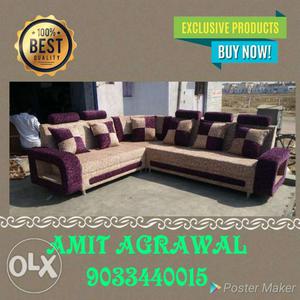 Brown And Purple Sectional Sofa