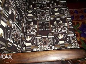 Brown, Black, And White Floral Fabric Sofa
