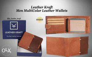 Brown Leather Kraft Bi-fold Wallet Ad