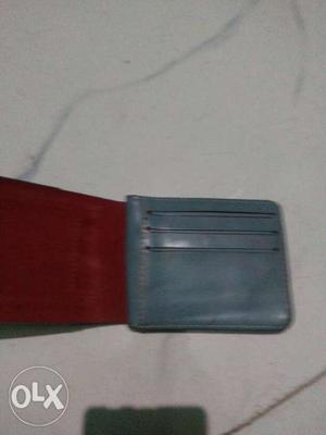 Gray And Red Leather Wallet