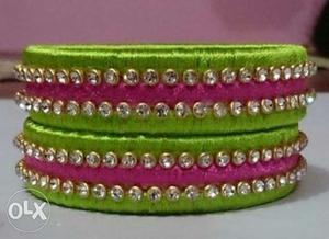Green And Red Beaded bangles