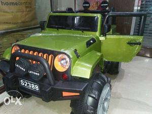 Green metallic ride on Toy car Mahindra thar style for kids