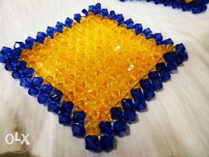 Handmade coaster set golden nd Royal blue