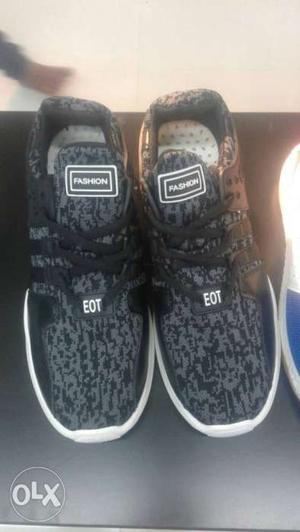 Pair Of Black-and-gray Fashion EOT Shoes