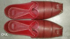 Pair Of Red Leather Jutti Shoes