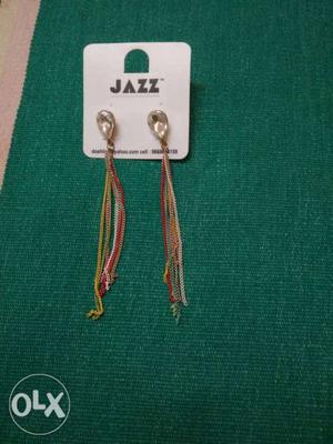 Pair Of Red-and-pink Jazz Dangling Earrings