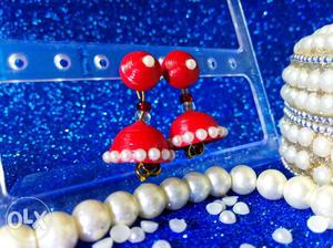Paper quilling red jhumkas