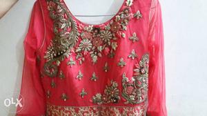 Red And Beige Floral Lehnga suit