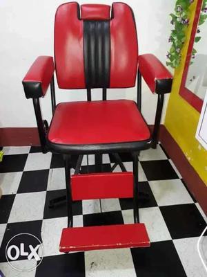 Red And Black Leather Padded Rolling Chair