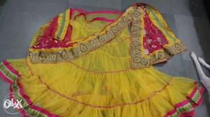 Yellow And Pink Indian Traditional Dress