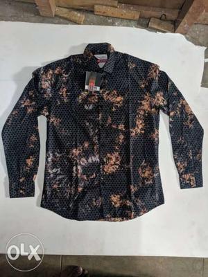 Black And Brown Floral Dress Shirt