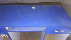 Blue Wooden Single Pedestal Desk