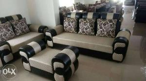Brand New At Cheapest Black And White Leather Sofa Set