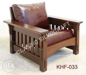 Brown Wood-framed Sofa Chair