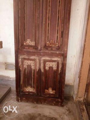 Full Mehegani Wood Door with batali work.2.5ft/6ft