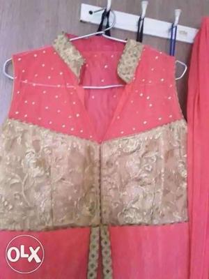 New bright pink and golden partwear gawn with