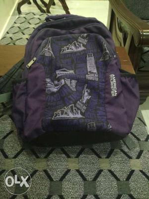 Purple And Gray American Tourister Backpack