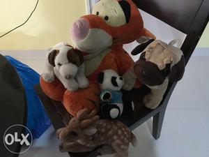 Set of soft toys,one tigger, two dog, one deer,
