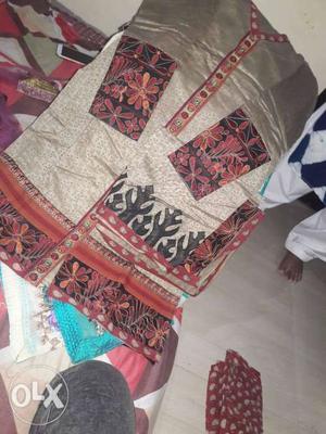 Silk cotton material with heavy dupatta