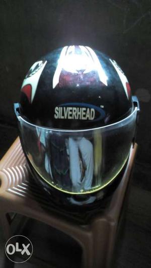 Black, White, And Red Silverhead Full-face Helmet
