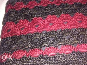 Crochet fancy clucth bag red and black color hand