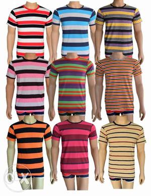Different types of t-shirts and plain bermuda