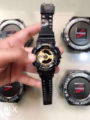 G Shock Black Golen Watch with cronograph working