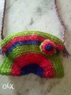 Green, Red, And Yellow Knitted BAG