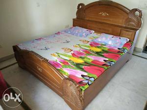 King size Double bed with brown color finish