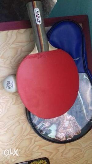 New Stag champion Table Tennis racket and 3 star ball on