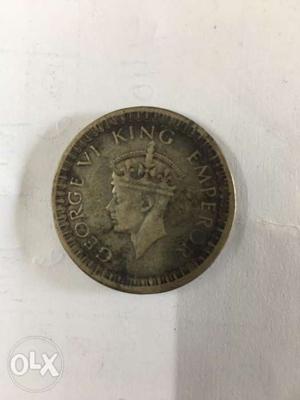 One rupee silver coin  George VI King Emperor Hurry