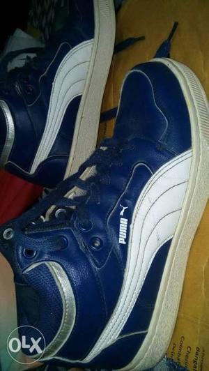 Pair Of Blue-and-white Puma Sneakers Size 8