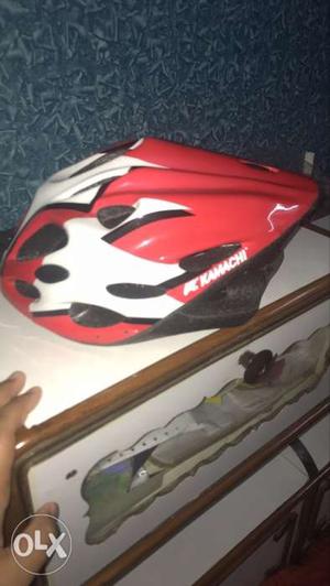 Red And White Sports Helmet